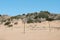 Empty beach volleyball field sandy 2020 summer season