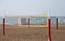 Empty beach volleyball playground on the deserted beach due to C