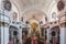 Empty beautiful Church inside Durnstein Abbey, Wachau Valley, Au