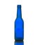 The Empty beer bottle blue white background
