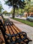 Empty bench in park , a view from Charlottetown Canada