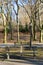 Empty Bench at Riverside Park in Morningside Heights of New York City