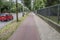 Empty Bicycle Path At Amsterdam The Netherlands