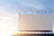 Empty billboard with blue sky sunset