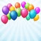 Empty birthday background with colorful balloons