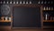 Empty blackboard or chalkboard on blurred coffee shop background