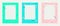 Empty blank page with decorative frame 80s 90s pattern. Geometric elements. Bright palette Blue, pink, mint. Collection