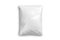 Empty blank white plastic parcel bag isolated on a grey background. Shipping Plastic Bag Postal Packing.