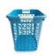 Empty Blue fabric basket on white background, housework concept