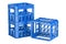empty blue plastic storage boxes, crates for bottles. 3D rendering