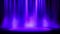 Empty blue purple scene on glittering background, place lit by soft indigo spotlight, falling shiny sparkling particles