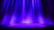 Empty blue purple scene on glittering background, place lit by soft indigo spotlight, falling shiny sparkling particles. Indigo