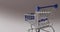 Empty blue shopping trolley on grey background