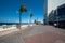 Empty boardwalk on the beachfront of Barra Salvador Bahia with Barra Lighthouse in the background