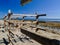 Empty boat stands on Calf Pasture Beach