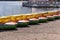 Empty boats in front of Lake Titisee Neustadt in the Black Forest. Germany