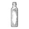 Empty bottle glass for oil with cork stopper. Vector engraving