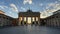 Empty Brandenburg Gate Establishing Shot in Berlin, Germany with No People at Golden Hour Sunset during Corona Virus
