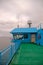 Empty Bridge Wing of a car ferry on a moody day at sea between Stockholm and Turku