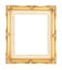 Empty bright gold gilded wood with inner canvas vintage frame on