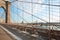 Empty Brooklyn Bridge footpath in the morning, New York