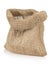 Empty burlap sack bag on white