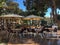 Empty cafeteria terrace at Plaza de las Ranas, in Las Palmas de Gran Canaria