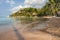 Empty calm sandy tropical Sairee beach in the morning on Koh Tao island