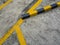 Empty of car parking area made line symbol yellow on dry concrete floor on parking area.