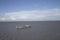 Empty cargo ship on padma river