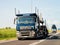 Empty cars carrier in the road, in Poland. Truck transporter