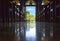 Empty Cathedral catholic church corridor in Crete, Greece