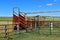 Empty cattle corral in the western prairies