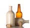 Empty ceramic beer bottle with corks