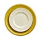 Empty ceramics plates, White plate on yellow plate isolated on white background with clipping path, Top view