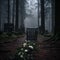 an empty chair sits in the middle of a forest