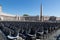 Empty chairs behind Cathedral of Saint Peter square