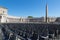 Empty chairs behind Cathedral of Saint Peter square