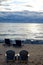 Empty chairs on Lake Huron Beach at Daybreak