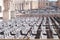 Empty chairs in Saint Peter`s Square, Vatican, Rome, Italy