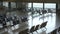 Empty chairs in spacious light hall of contemporary airport