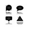 Empty chat bubbles with quotation marks drop shadow black glyph icons set