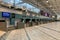 Empty check-in counters at Landvetter Airport.