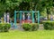 An empty children`s playground in Bucharest, Romania