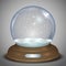 Empty Christmas snow globe with falling snowflakes