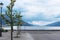 Empty city pier on a summer overcast day