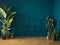 Empty classic art deco interior room with plants 3d illustration