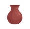 Empty clay vase. Brown earthen vessel. Pottery art. Realistic rounded crock with narrow neck. Colored flat cartoon