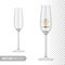 Empty clear champagne flute template. Vector mockup