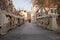 Empty closed bazaar in Split, Croatia during the corona virus outbreak. Closed covered shops and tents where many people trade and